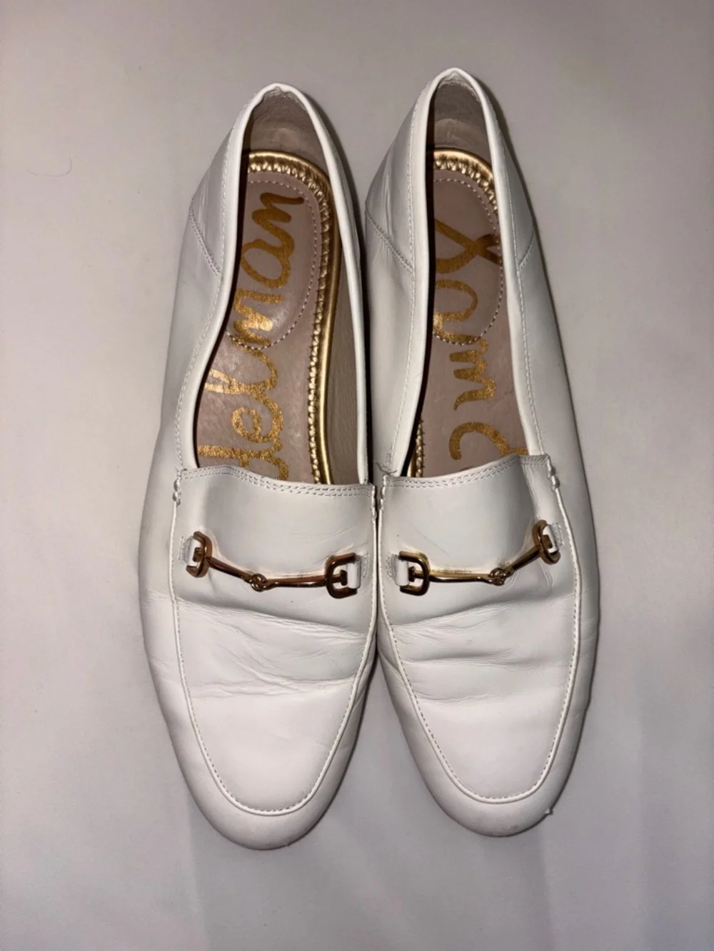 Sam Edelman White Women's Leather Loafers with Gold Bit Detail Size‎ 8 - Picture 3 of 7